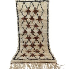 Tappeto vintage marocchino azilal fatto a mano berbero geometrico marrone...