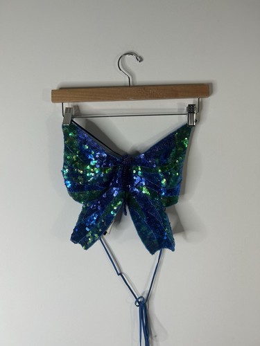 Top farfalla vintage donna blu