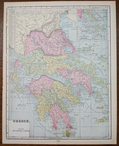 Mappa vintage 1901 grecia - mappa,