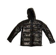 PIUMINO UOMO INVERNALE NERO LUCIDO TAGLIA M CON CAPPUCCIO REMOVIBILE