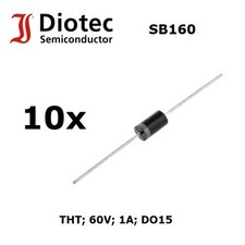 10x Diotec Semiconductor SB160, diodo raddrizzatore Schottky 60V 1A
