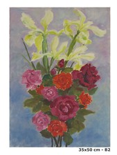 QUADRO FLOREALE DIPINTO AD OLIO SU TAVOLA FIRMATO BERT PITTORE PIEMONTESE B2