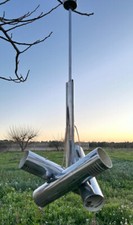 lampadario CHANDELIER TUBOLARI IN ACCIAIO ARGENTO SPUTNIK ANNI 70 SPACE AGE