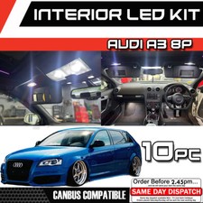 SET 10 PZ LAMPADINE LED AUDI A3 8P BIANCO AGGIORNAMENTO INTERNI SENZA ERRORI