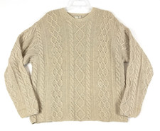 Maglione vintage J Crew remi uomo M beige avorio 100% lana maglia cavo pescatore