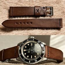 20 mm Genuine Otter Brown Leather watch Strap Band for vintage military style