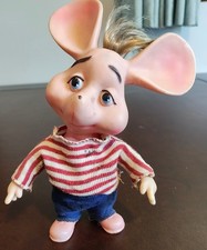 Bambola giocattolo vintage Topo Gigio in vinile morbido figura topo rimax