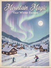 poster sci vintage nelle Alpi