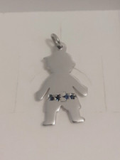 Ciondolo Bimbo argento 925 zaffiri blu pendente collana girocollo donna bambino