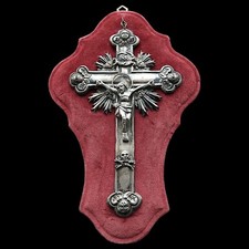 ANTICO CRISTO CROCIFISSO IN ARGENTO ARTE SACRA 1800 XIX sec reliquia ex voto