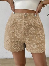 Short Donna Beige Jacquard