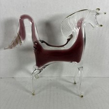 Cavallo in vetro viola di Murano vintage fatto a mano in Italia