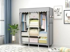 Armadio Guardaroba Appendiabiti Tessuto Acciaio Smontabile Abiti 3 Ante 3 colori