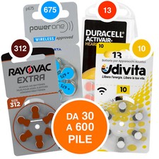 Batterie Rayovac Udivita Powerone Duracell Pile Misure Apparecchi Acustici