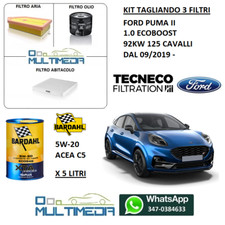 TAGLIANDO 3 FILTRI OLIO BARDAHL 5W20 C5 FORD PUMA II 1.0 ECOBOOST 92KW 125 CV