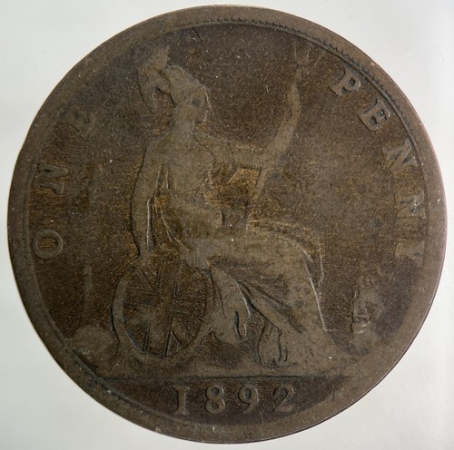 1892 victoria one penny coin - 1892,