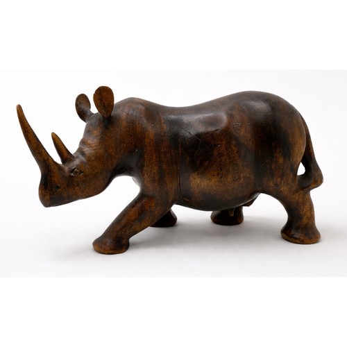 Scultura rinoceronte legno - scultura, in