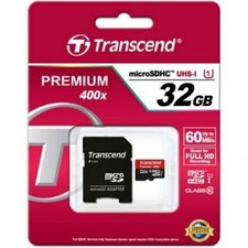 Scheda micro SDHC 32GB C10 400x con adattatore SD Transcend