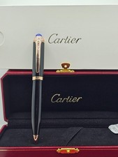 Splendida penna a sfera Cartier R De nero + oro rosa design corpo {inchiostro blu}