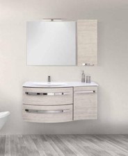 MOBILE BAGNO CIRCLE 110.1 FINITURA LEGNO CONSOLLE INTEGRALE  SPECCHIO PENSILE