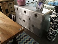 MADIA CREDENZA VETRINA DESIGN VINTAGE INDUSTRIALE FERRO LEGNO CHIC AVIATOR