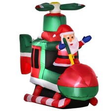 HOMCOM Babbo Natale Gonfiabile su Elicottero Alto 107cm da Esterno con Luci