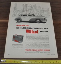 1954 Yellow Cab Taxi Ad Checker Taxicab New York Willard Battery White Truck