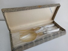 SERVIZIO POSATE ARGENTO 800 STILE INGLESE E CORNO NATURALE CUCCHIAIO E FORCHETTA