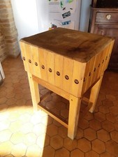 Bellissimo vecchio CEPPO da MACELLAIO in legno massello  50x58x84cm vintage 1980