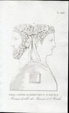 MERCURIO ED ERCOLE ,  incisione su rame, 1821, scultura nel Museo  in Vaticano