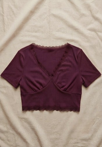 Crop top bordeaux costine - top,