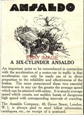 1926 Advert ANSALDO 6-Cylinder Tourer Motor Car (2) Small Print Ad 726/101