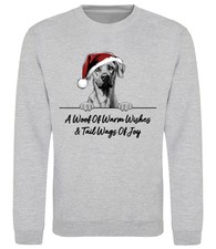 Felpa cane RHODESIAN RIDGEBACK Natale adulti bambini woof auguri maglione Natale