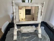 Specchio antico da toeletta con cassetto - fine '800 in legno shabby chic