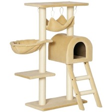 PawHut Tiragraffi a Colonna Beige Albero Tiragraffi per Gatti Alto 98cm