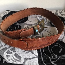 Cintura donna vintage in 100% pelle con fibbia dorata