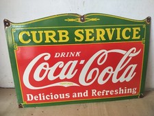 Insegna smaltata porcellana servizio cordino Coca Cola bevanda 27 x 18 pollici