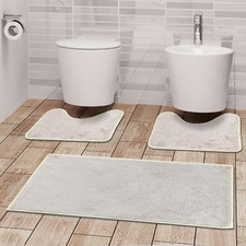 , Tappeto Ocean da Bagno, Parure Set Completo 3 Pezzi, Tris Antiscivolo, Scendi 