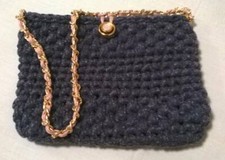 BORSA IN FETTUCCIA COLOR ANTRACITE CON TRACOLLA  IN METALLO HANDMANDE 