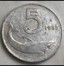 Moneta Rara 5 Lire Delfino del