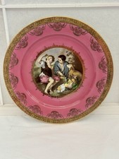 Vintage JWK Bavaria porcelain cabinet plate with a pink and gold design Mint