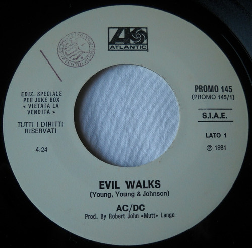 Evil walks promo for - , 7"