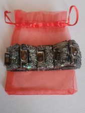 Bracciale anni '70 con strass aurora Boreale e Cristalli Ambra Retrò  Collezione