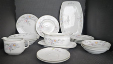 RARO 16 pezzi anni 50 Thun V Cecoslovacchia Cina rosa lavanda floreale bianco dogwood