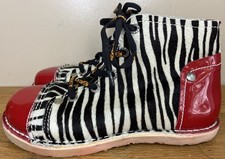 *RARO* Scarpe Espulse Stivali Zebra Pelle Vernice Unisex Logo Y2K Punk Goth