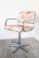 sedia da barbiere poltrona vintage design ufficio cromata acciaio pelle anni 70