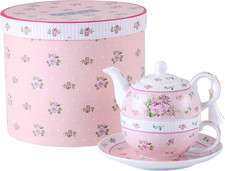 Teiera E Tazza in Porcellana Stile Vintage, Decorazione Floreale, Colore Rosa, i