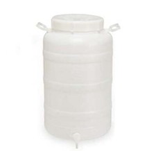 FUSTO CONTENITORE BOCCA LARGA IN PLASTICA PER LIQUIDI CON RUBINETTO 50 LT