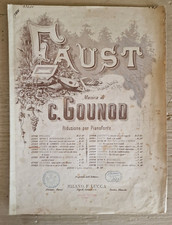 Antico spartito musicale Faust Riduzione Per Pianoforte Strofe e Coro di Goundon