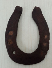 ANTICO FERRO DA CAVALLO IN FERRO BATTUTO FORGIATO VECCHI ATTREZZI PORTA FORTUNA